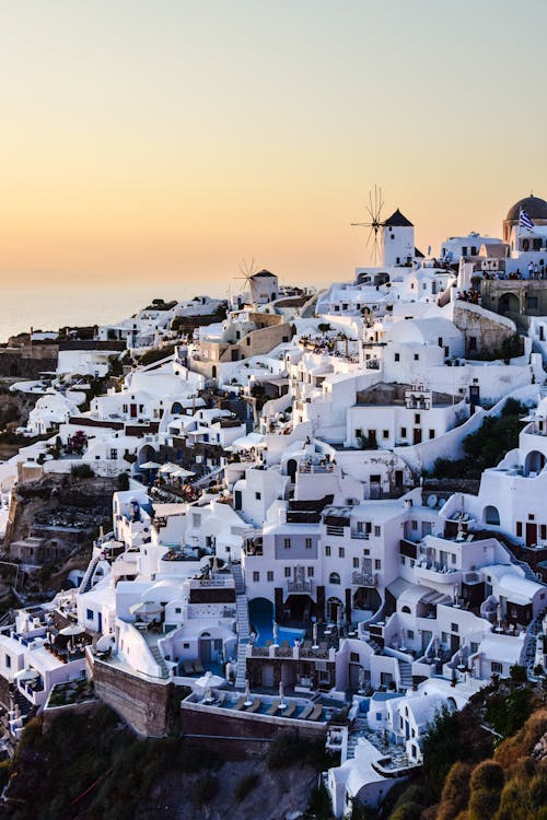 White Town on Sea Coast on Island in Greece