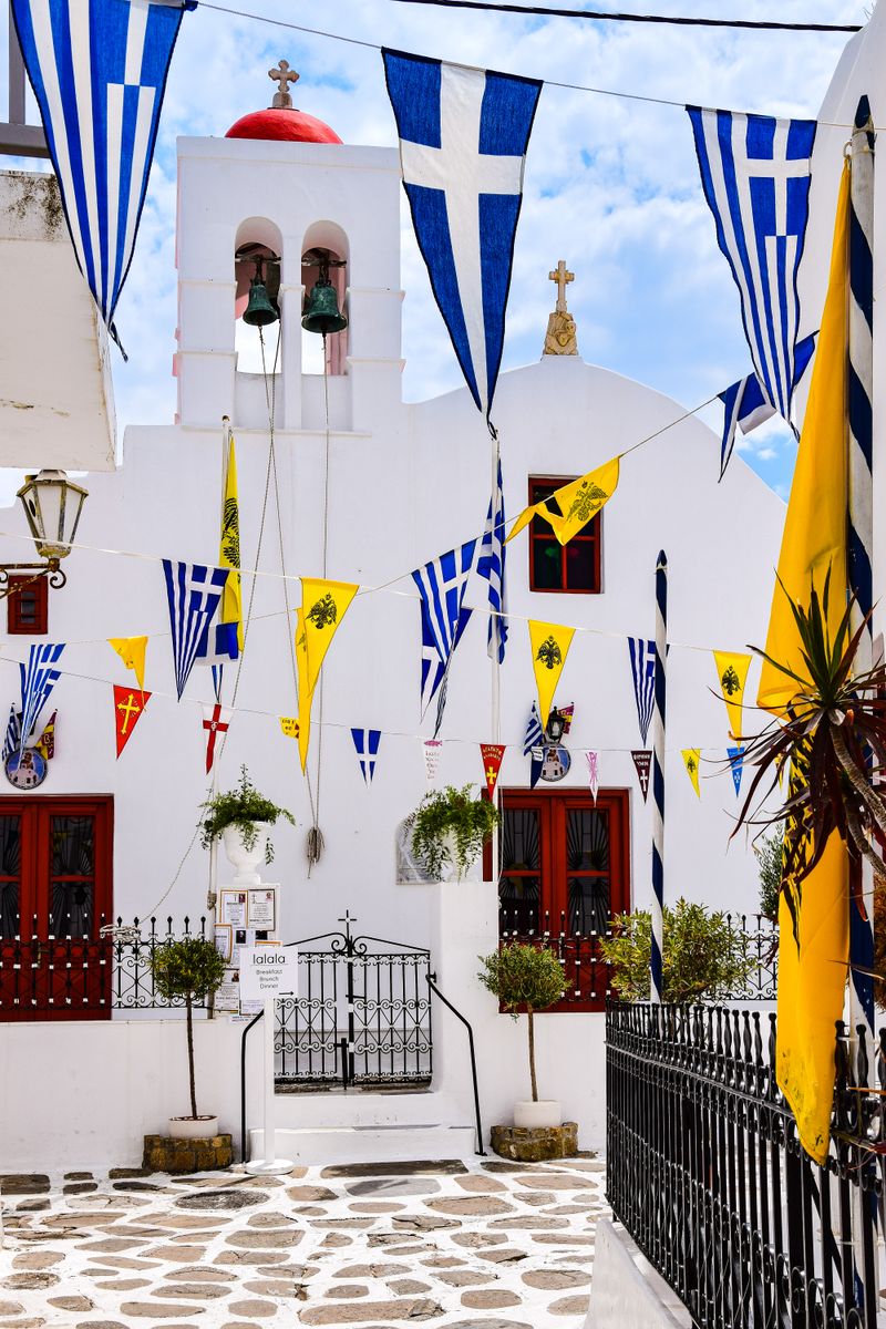 Whitewashed chapel in Mykonos