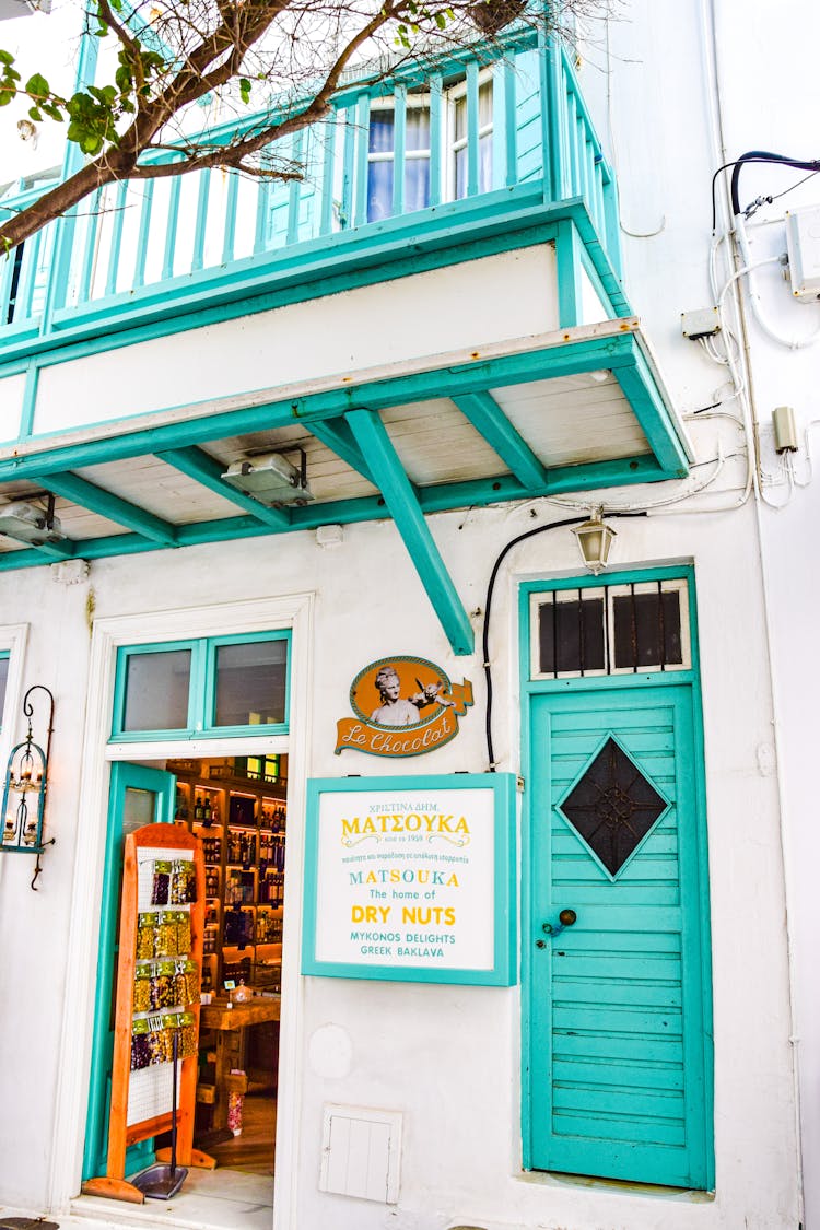 Entrance To A Confectionery Store On Mykonos Island, Greece