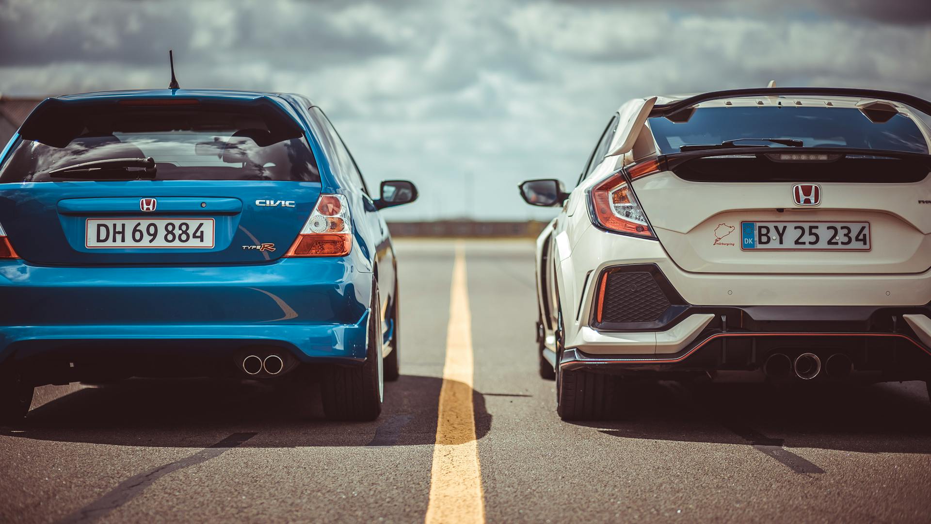 Blue and White Honda Civic Cars