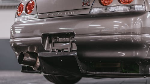 Close up of Gray Nissan Skyline GT-R