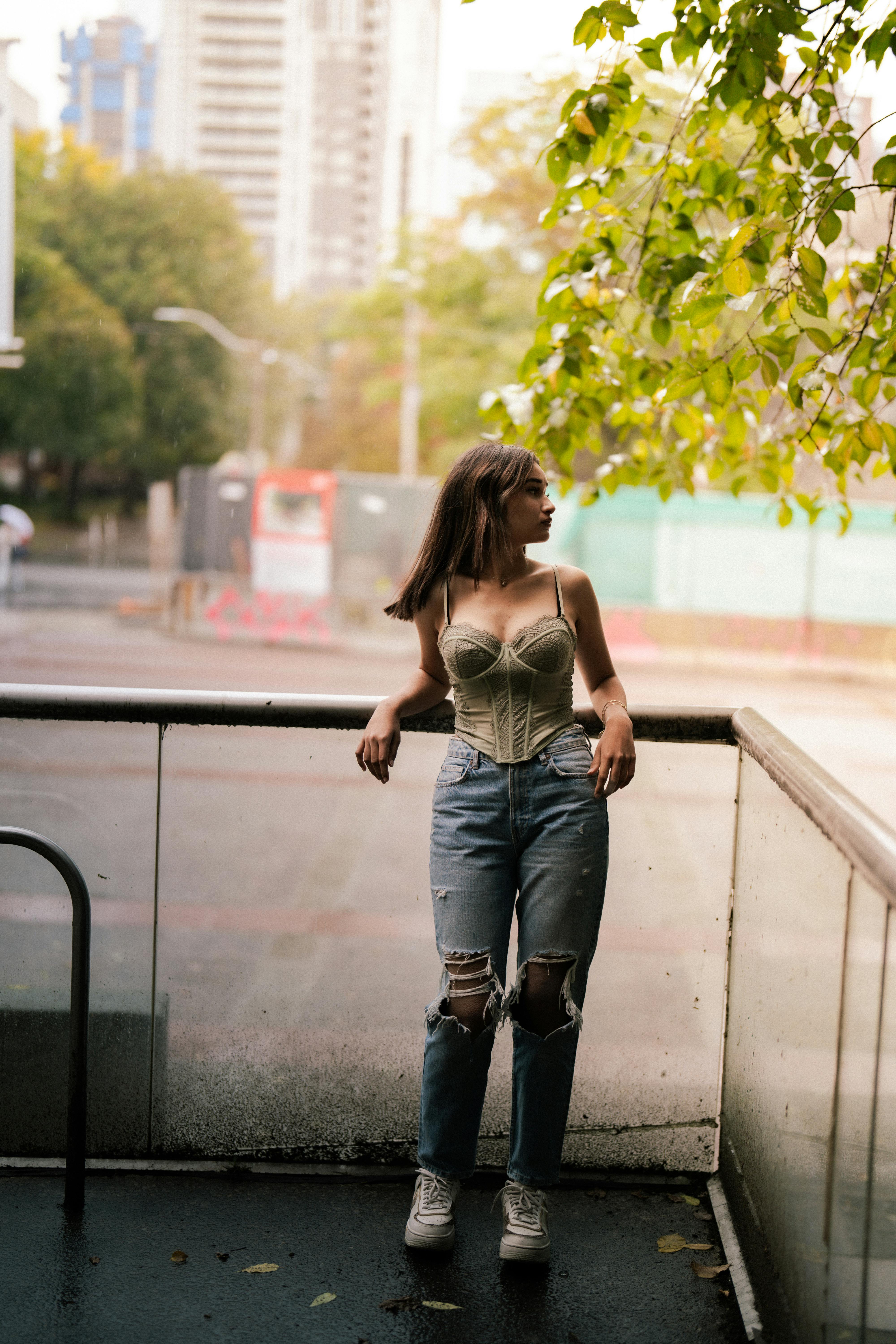 Ripped jeans and sales bodysuit