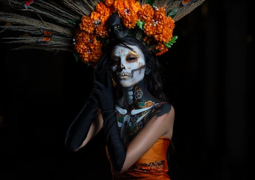 Free Catrina in Wreath and with Painted Face Stock Photo