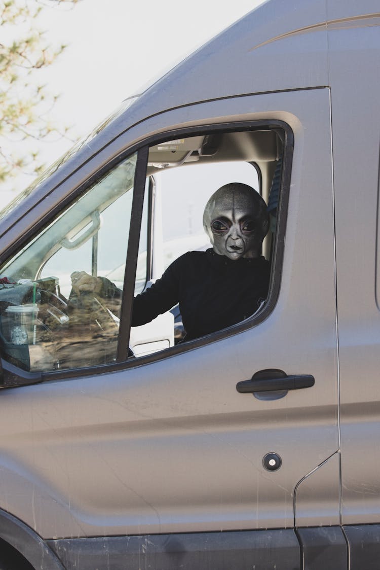 Alien Driving A Van