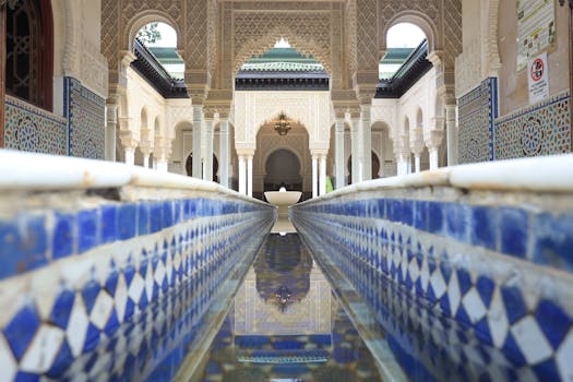 Explore the ornate Moroccan pavilion with stunning arches and tilework in Putrajaya, Malaysia.