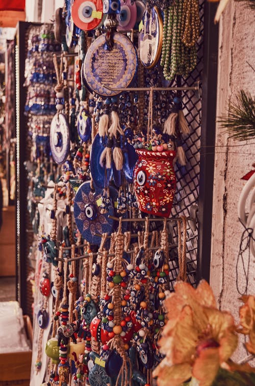 Souvenirs and Decorations Hanging on Wall
