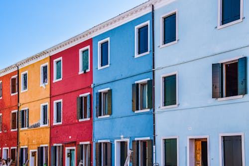 View of the Colorful Houses of Burano, Venice, Italy