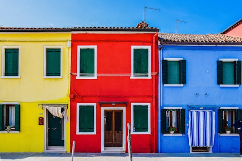 View of the Colorful Houses of Burano, Venice, Italy