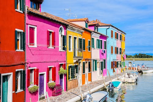 View of the Colorful Houses of Burano, Venice, Italy