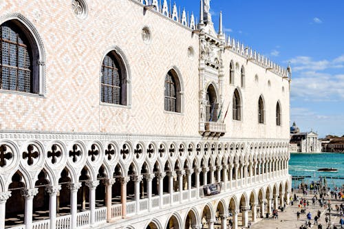 Facade of the Doges Palace in Venice, Italy