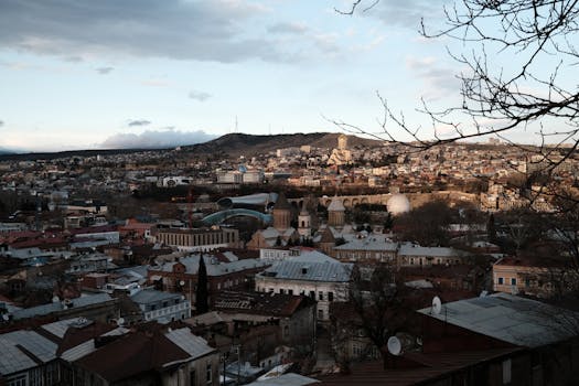 A panoramic view of Tbilisi showcasing historic architecture and vibrant urban life.