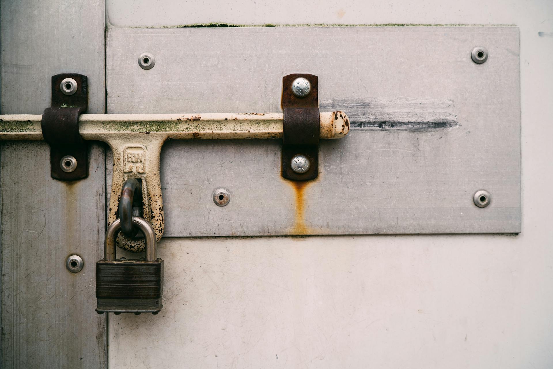 Closed Metal Door with Padlock