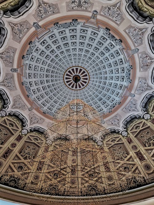 Geometric Patterns Decorating Dome of Mosque