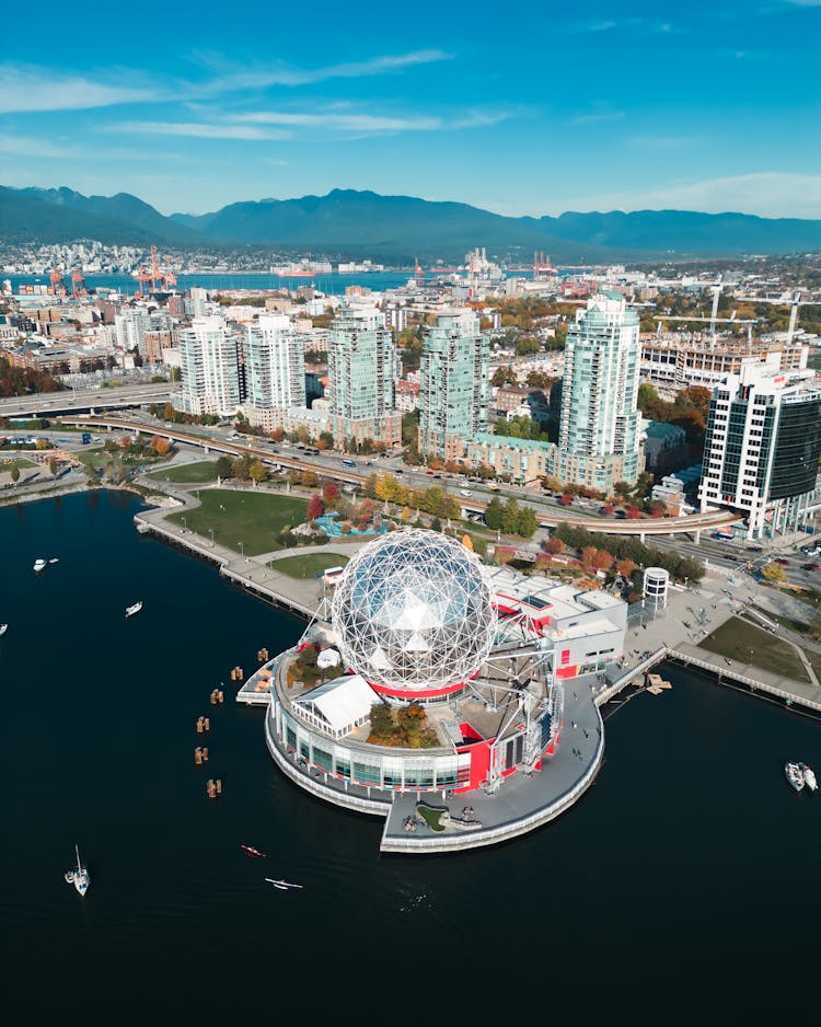 Aerial Shot Of Science Museum In Vancouver 