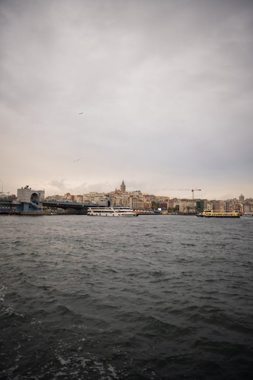 View of the Galata Bridge and Istanbul Skyline from the Bosporus 