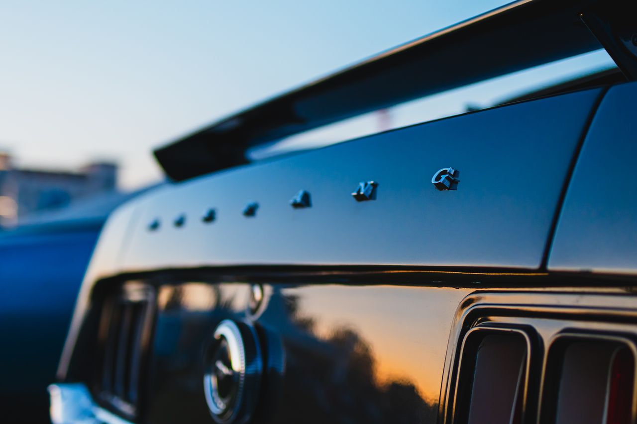 detailed shot of a classic ford mustang s rear showcasing its iconic d