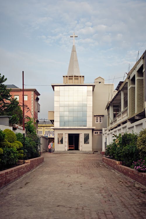A Pavement and Building with Reflective Exterior 
