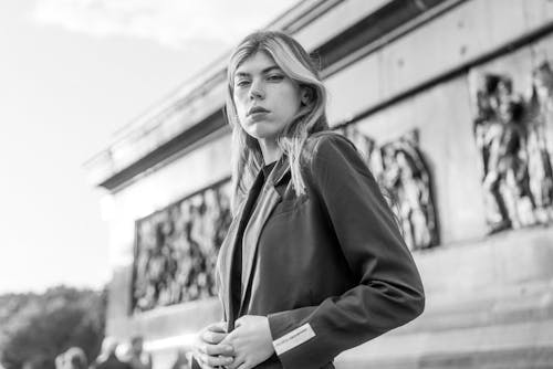 Portrait of a Woman on a Square in Black and White