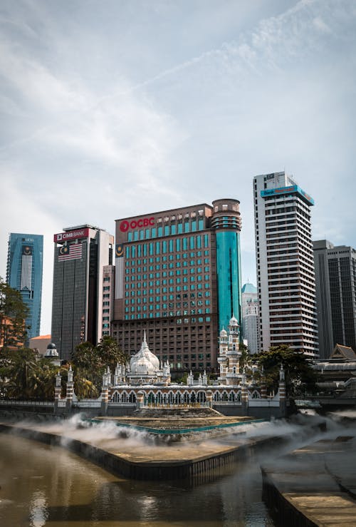 View of a Mosque and Skyscrapers in Downtown Kuala Lumpur, Malaysia