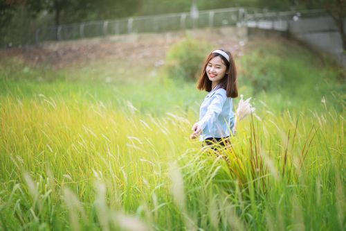 Free Asian woman enjoying nature in a verdant grassland in Hồ Chí Minh City. Stock Photo