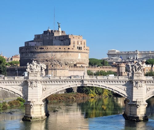 Ponte SantAngelo and Mausoleum of Hadrian in Rome, Italy 