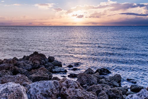 Gray Rocks on Seashore