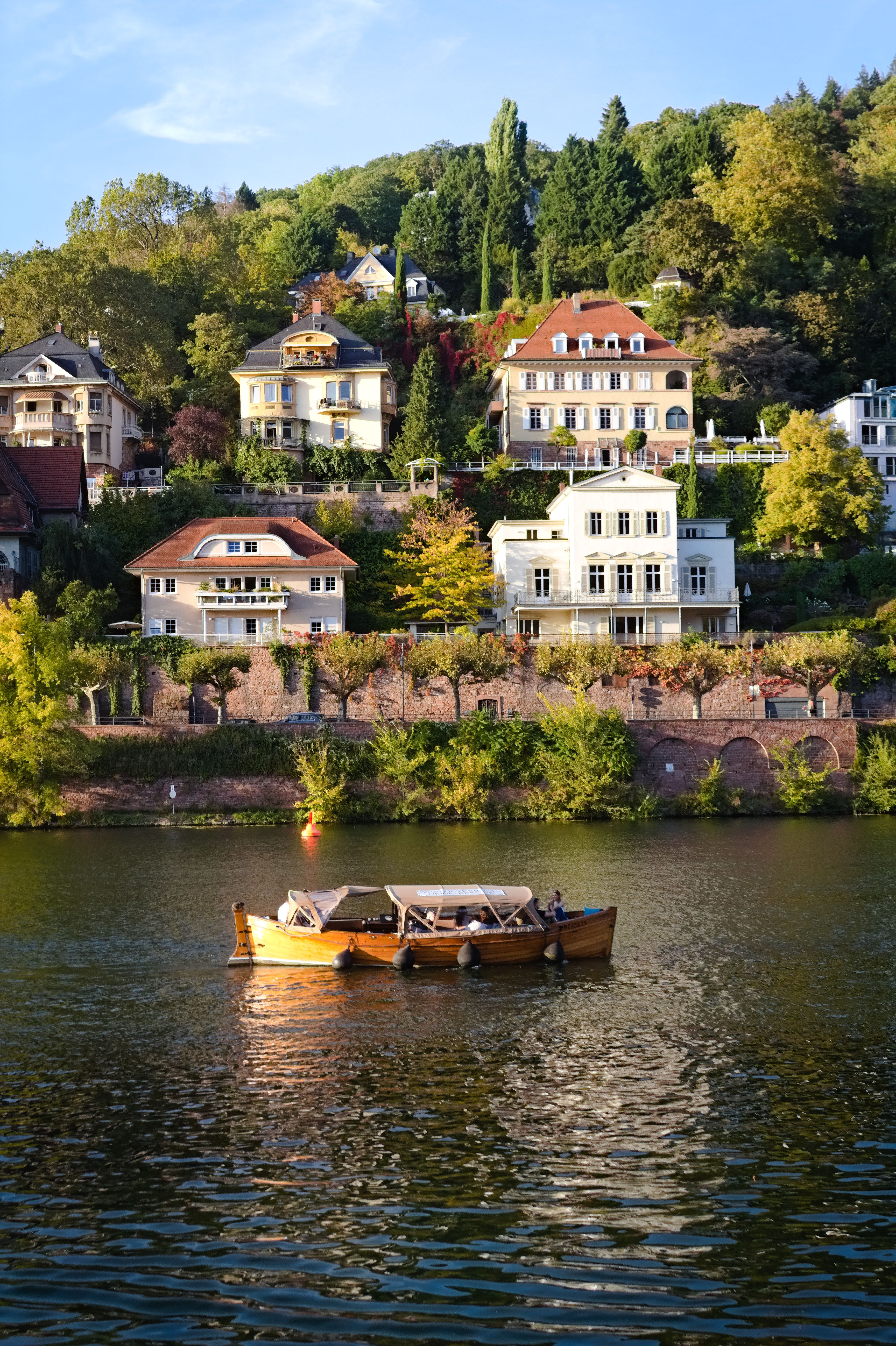 View of Houses on the Bank of the Neckar River in Heidelberg, Germany ...