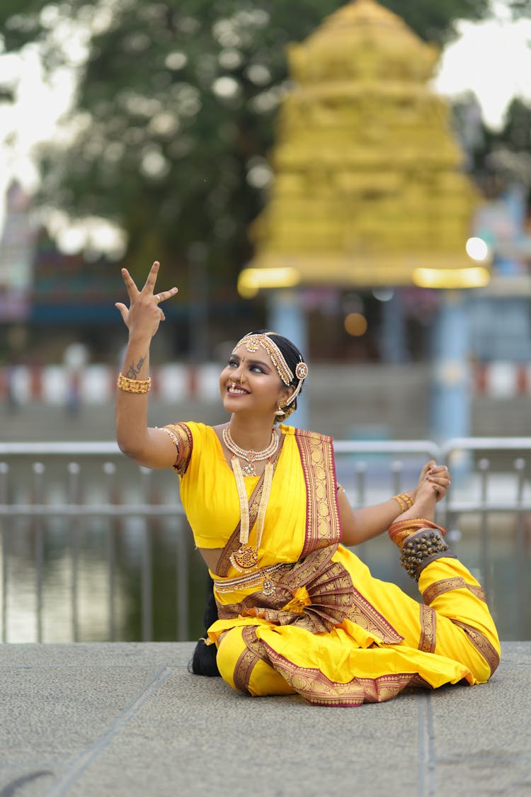 Smiling Indian Classical Dancer In Pose