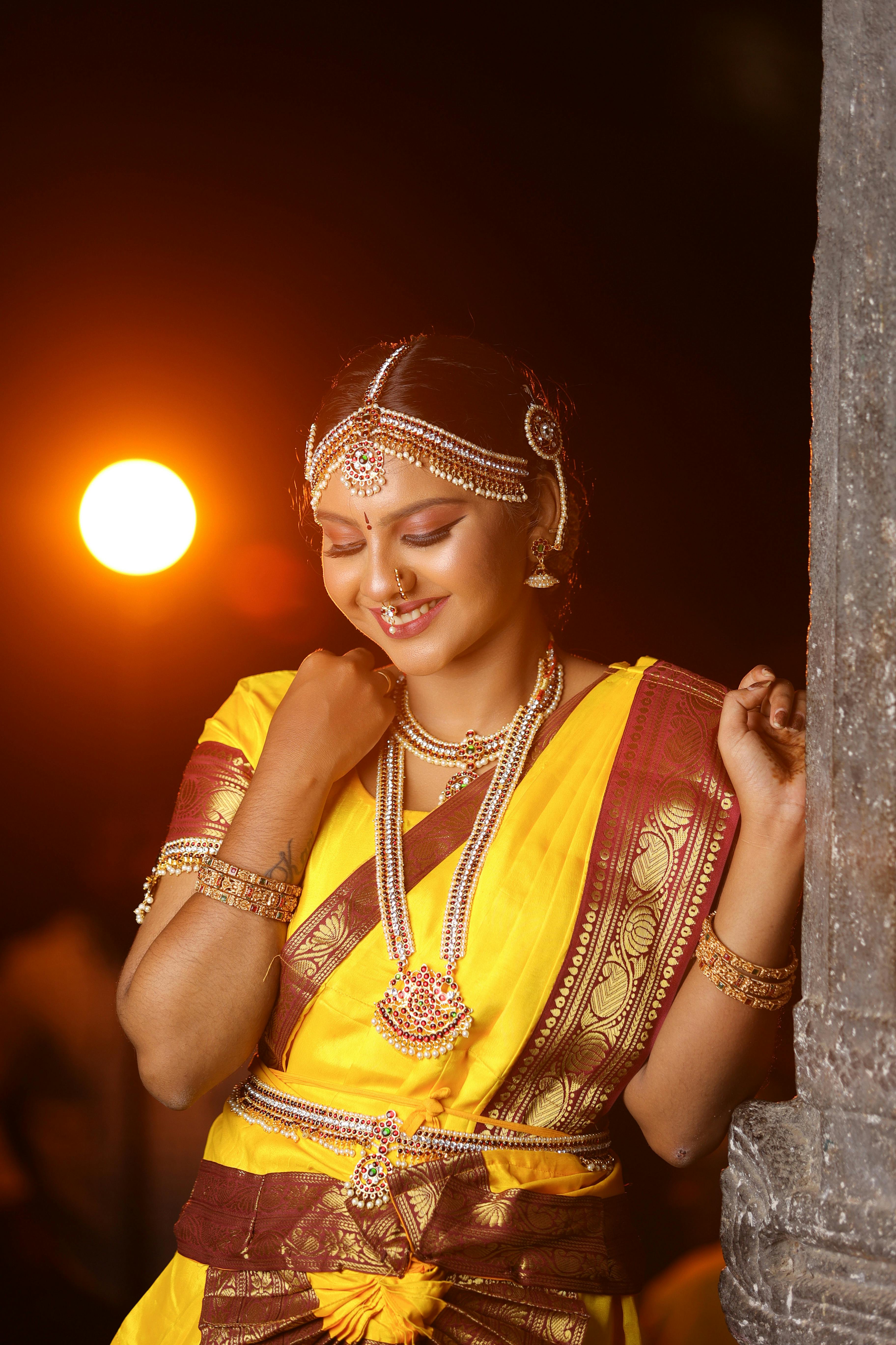 Photo of South Indian bride in a lime green and yellow saree. | Indian  bride, Bridal sarees south indian, Purple saree