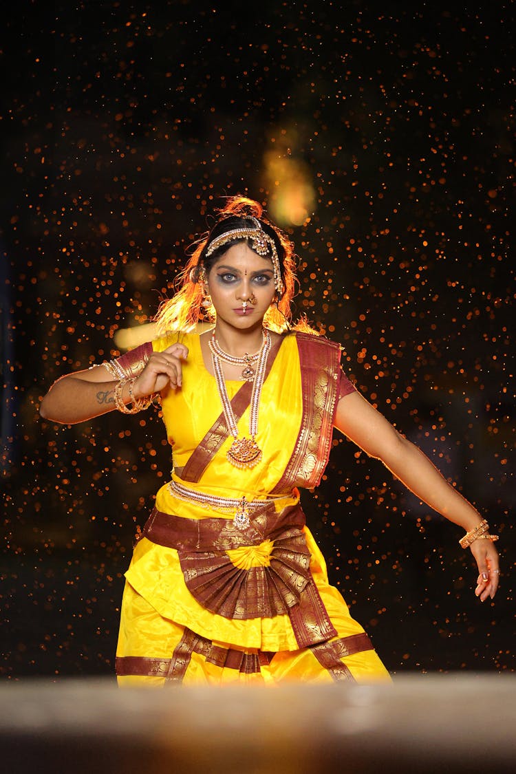 Indian Classical Dancer At Night