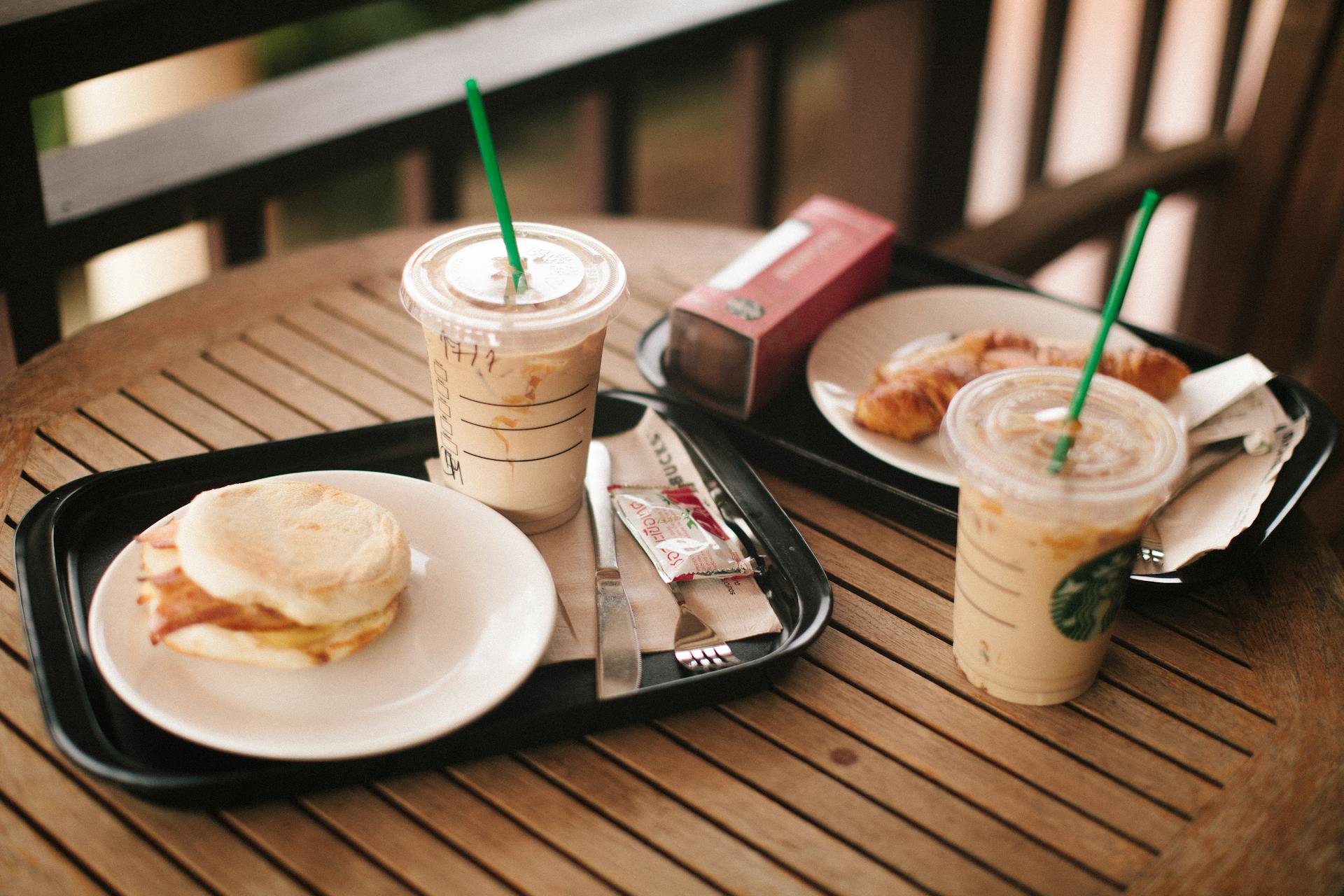 Starbucks Cup On Black Tray