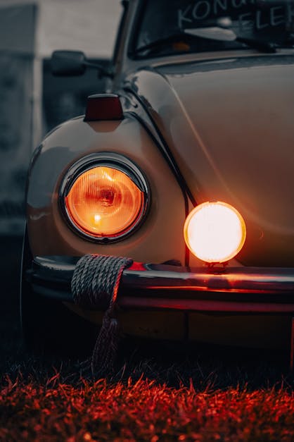 HD wallpaper: vw beetle, auto, lights, spotlight, blinker, bumper