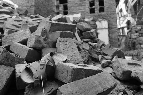 Shoe in Ruins after Earthquake