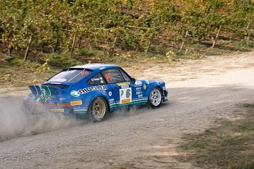 Rally Car on Dirt Road