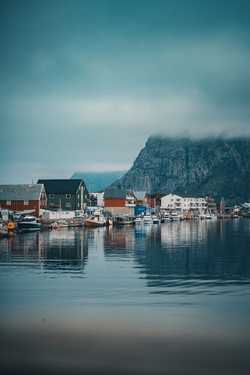 Ingyenes stockfotó fjord, függőleges lövés, halász falu témában