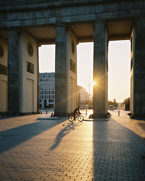 Sunset Sunlight over Brandenburg Gate in Berlin