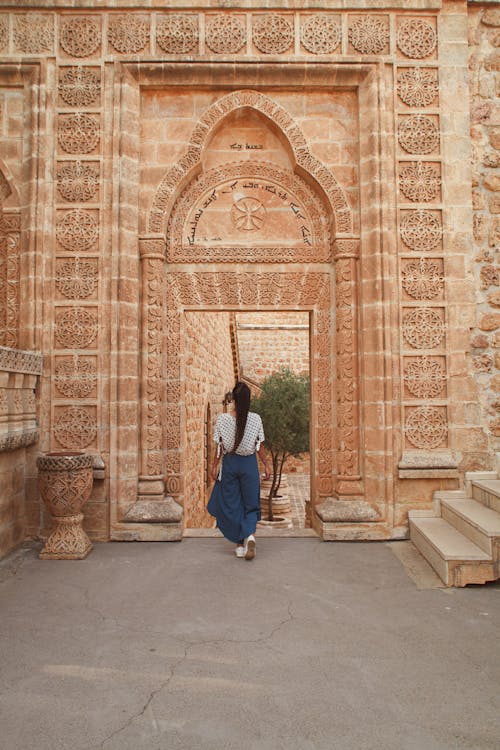 Woman in Front of Monastery in Turkey 