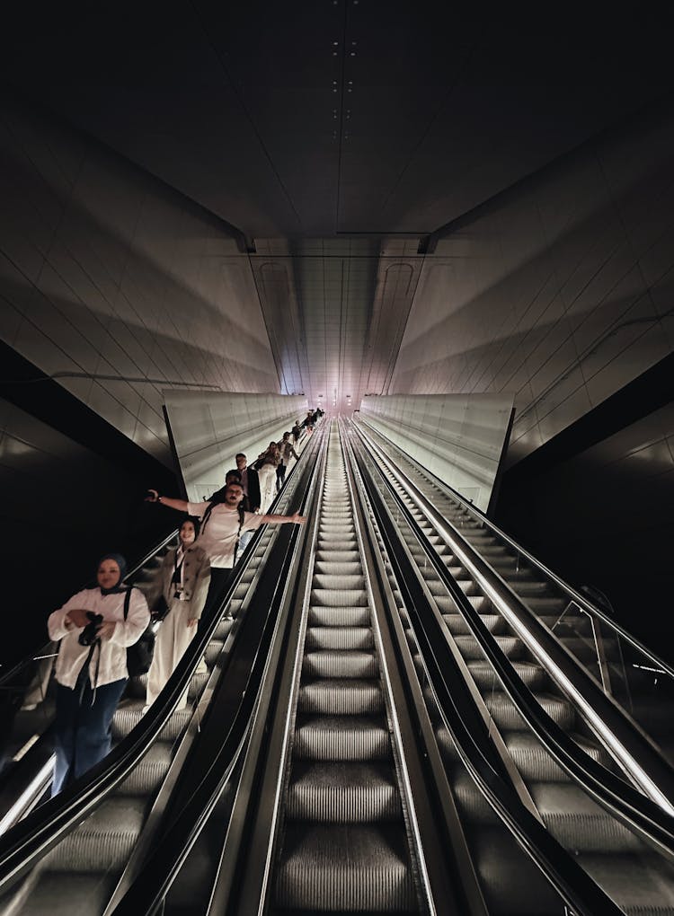 Escalator On A Railway Station