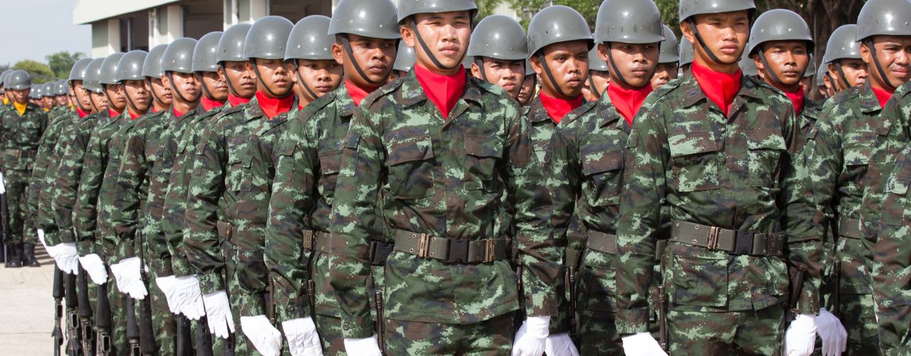 Military service members lined up during a formal ceremony