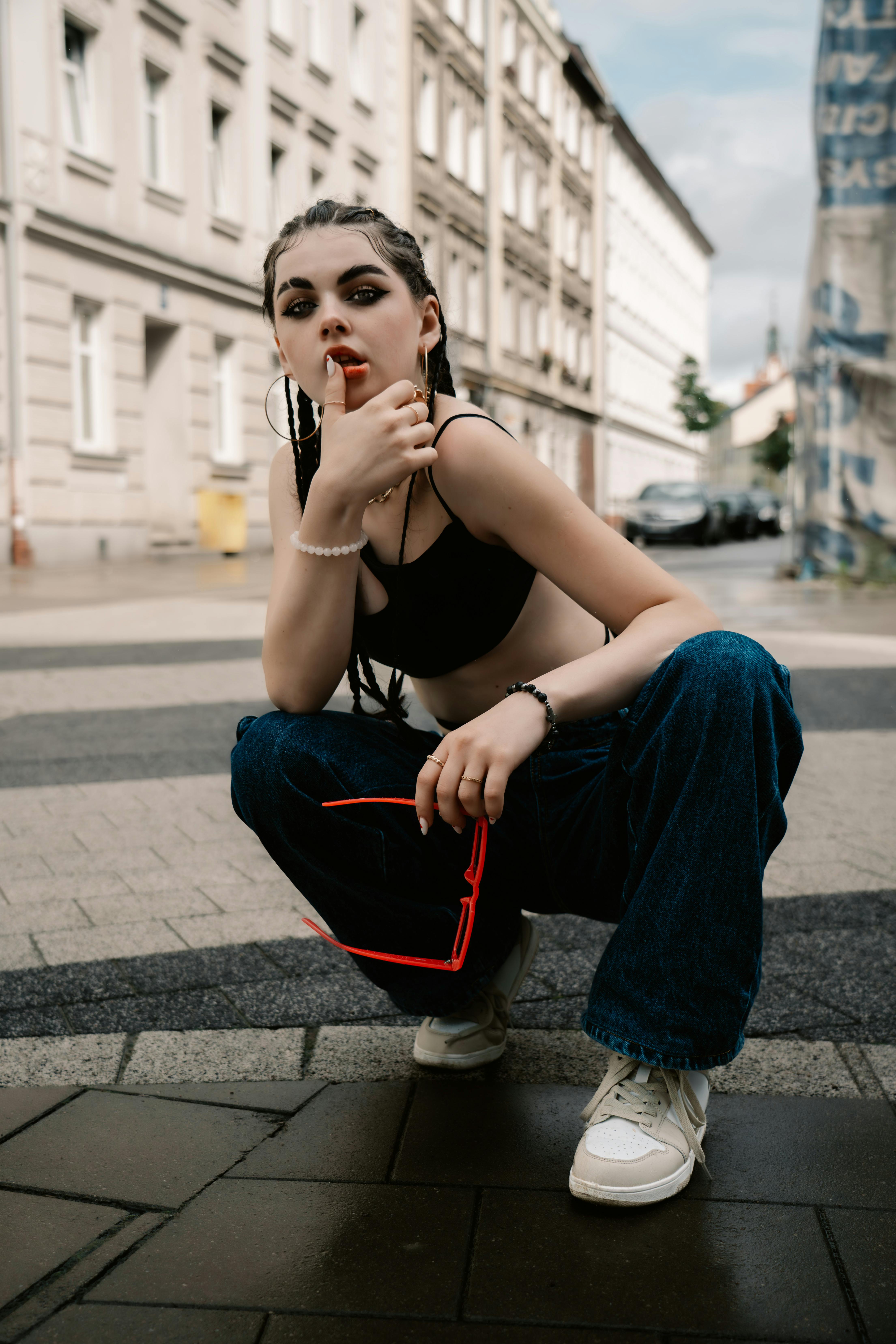 Premium Photo | Fashion beauty and city with a woman or model posing on the  road and street on an urban background style edgy and trendy with a young  female in contemporary
