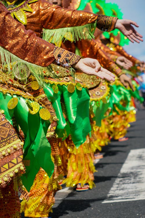 Dancers in Traditional Asian Clothing 