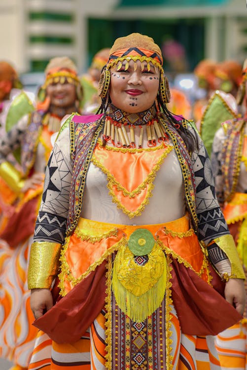 Woman Wearing Colorful Costume on a Parade