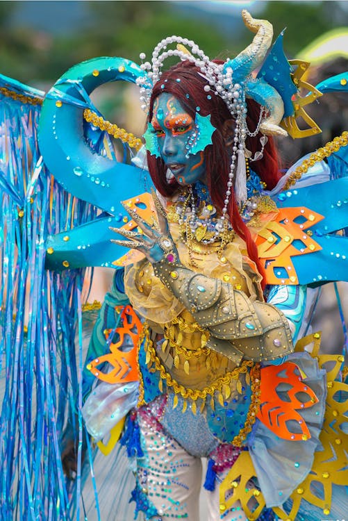 Portrait of a Young Woman Wearing an Ornate Festival Costume