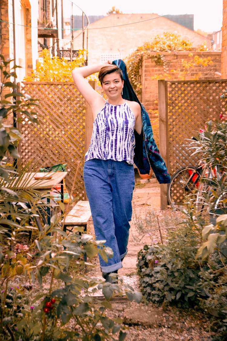 Smiling Woman In Garden