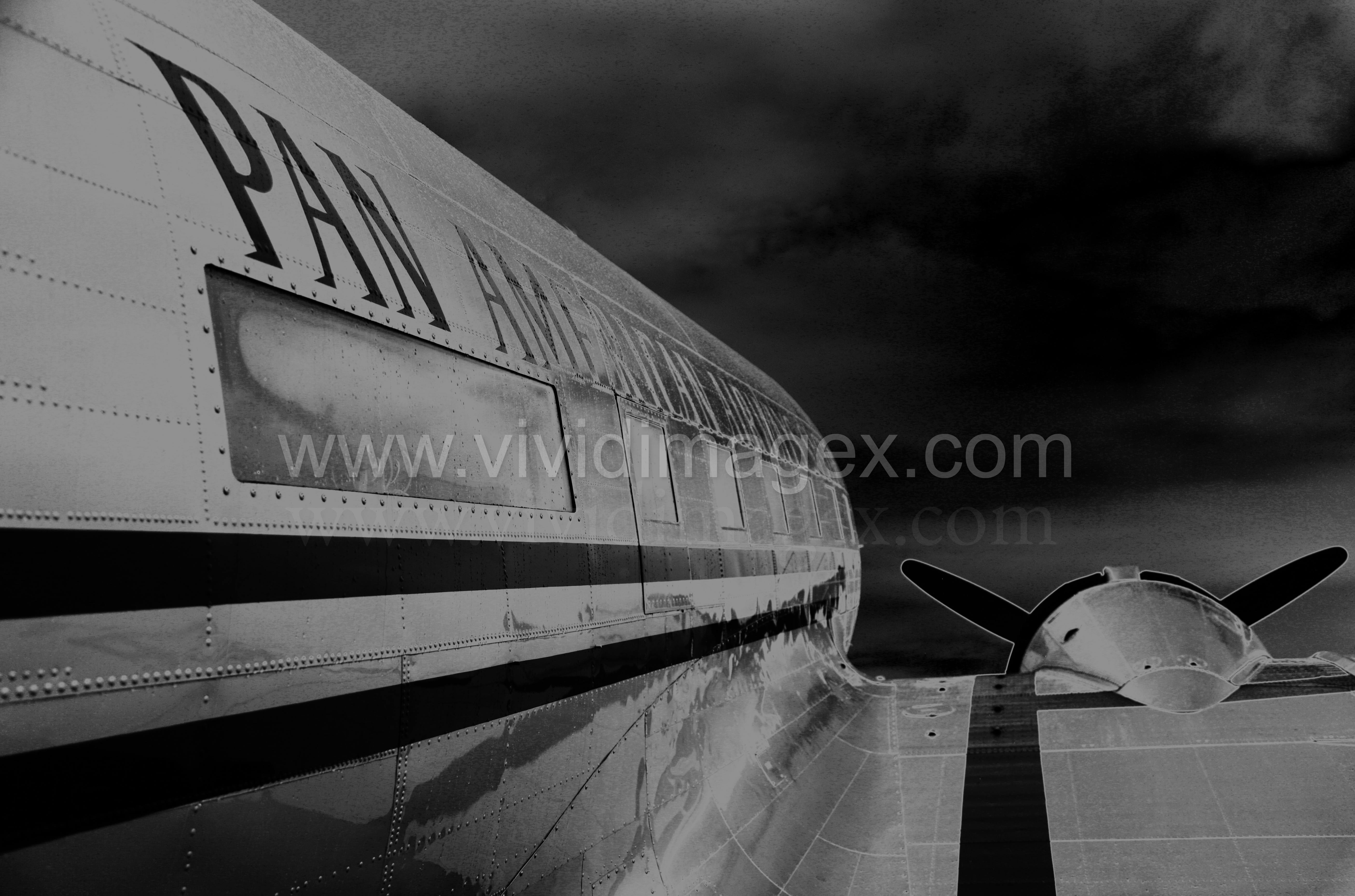 Free stock photo of #DC3 #aviation #pan american #stylized #blackwhite