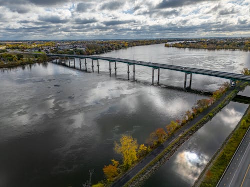 Bridge over River in Autumn