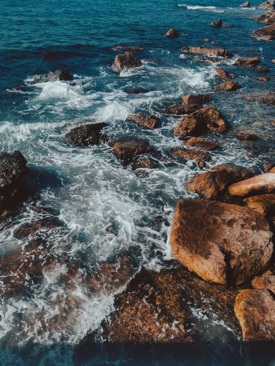 Shore Rocks Intense Rocks on Sea Shore · Free Stock Photo