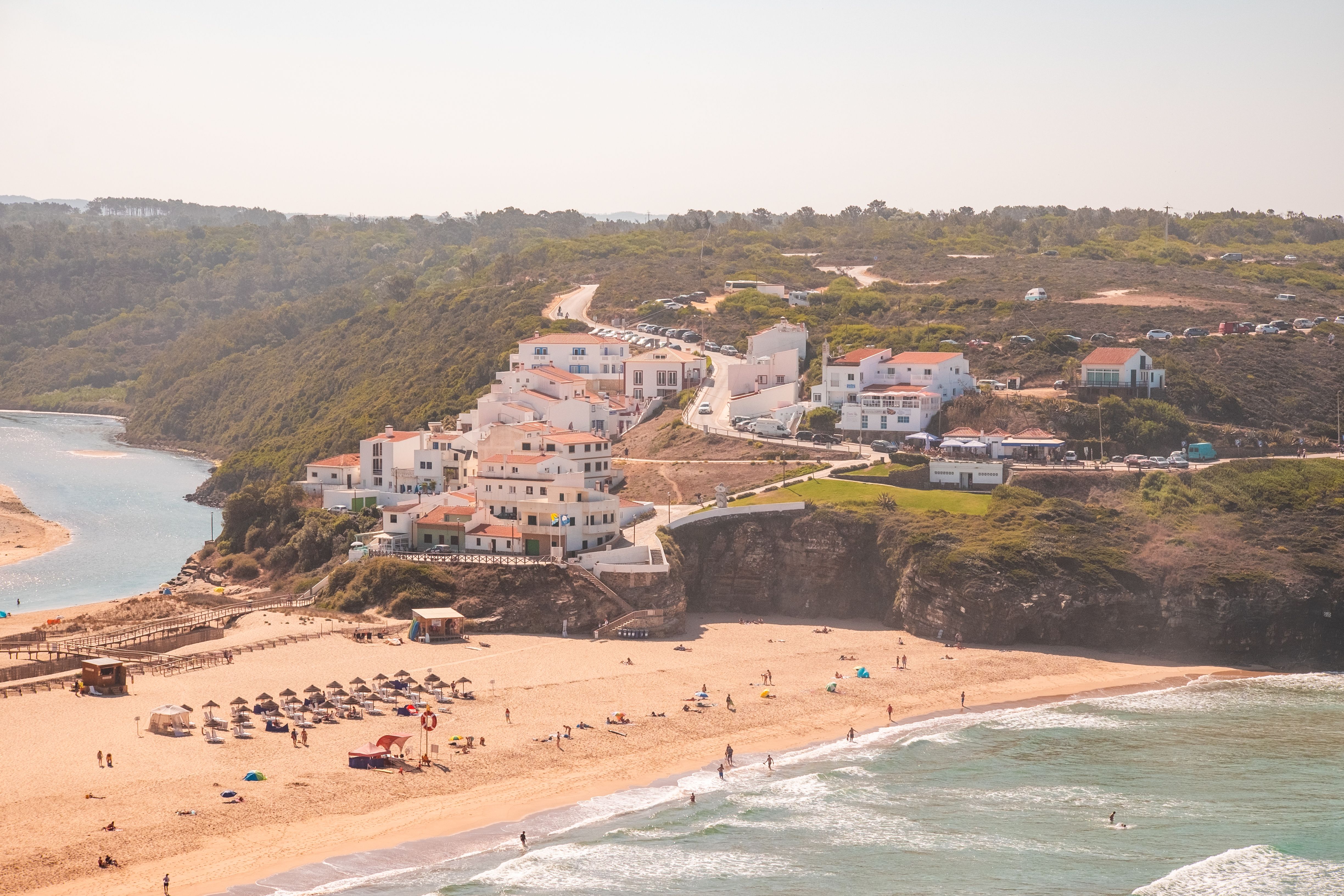 Aerial Panorama of Odeceixe Mar Beach in Portugal · Free Stock Photo
