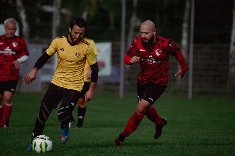 Intense soccer game with players competing actively on the field.