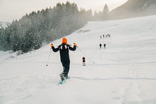 Skier on Slope in Winter